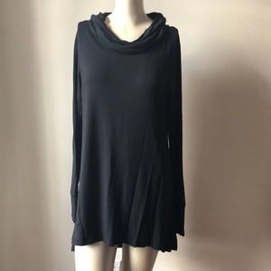 Cuddl Duds Cowl Neck long Sleeve Long Tunic Top Black - L
